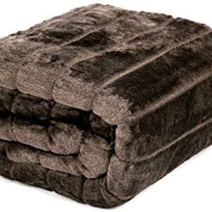 AIREE FAIREE Faux Fur Throws Blanket Bed Sofa Large Soft Ridge Effect Double