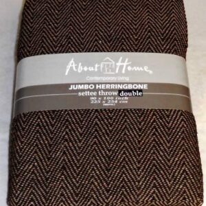 About the Home (IM) 100% Cotton Herringbone Design Chocolate Brown & Beige 3 Seater Sofa Bed Settee Throw, 225cm x 250cm