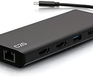 C2G USB-C® 9-in-1 Dual Display Docking Station with HDMI®, Ethernet, USB, 3.5mm Audio and Power Delivery up to 60W - 4K 30Hz (TAA Compliant)