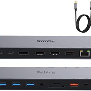 Docking Station Dual Monitor HDMI for HP Dell, USB C Docking Station Laptop Dock 3 Monitors Quad Display with 1.5m Cable 2 HDMI DisplayPort USB 3.1/USB C 100W PD Ethernet Audio SD/TF (Updated 10Gbps)
