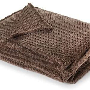 Dreamscene Luxury Waffle Mink Honeycomb Faux Fur Warm Throw Over Sofa Bed Soft Blanket, Chocolate Brown - 200 x 240cm