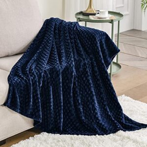 Exclusivo Mezcla Diamond Ultra Soft Throw Blanket, 127 x 178 CM Sofa Throws, Large Flannel Fleece Blanket for Sofa Bed Couch, Navy Blue