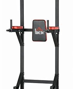 HOMCOM Power Tower, Pull Up Station with Dip Station and Push-up Stand, Multi-Function Free Standing Pull Up Bar for Home Gym