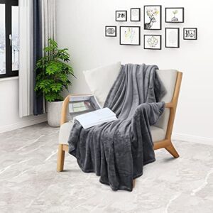 Kaket Flannel Blanket 150 x 200 CM, Soft Fluffy Warm Flannel Throws, Ultra Soft Large Fleece Blanket Throw for Bed Sofa Couch (Dark Grey, 150 x 200 CM)