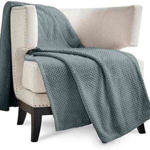 Lewis's Luxury Super Soft Waffle Fleece Blanket (270gsm) Fleece Throw, Throw Blanket - 3 Sizes & 5 Colours (125x150cm, Charcoal)
