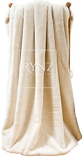 Mink Faux Fur Throw 8 Colours, Large & Xtra Large 2-3 Seater Sofa/Bed Blanket (Extra Large (200x240cm), Cream)