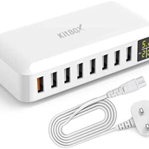 Multi USB Charger 60W 8 Port Smart Charging Station support QC 3.0 Fast Charge, Multiport USB Power Hub For iPhone iPad and more Cell Phones,5V USB Charging Devices