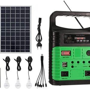 Portable Power Station, 7500mAh Solar Generator with Solar Panel and LED Lamps, Mini Generator for Outdoor Camping Home Emergency Fishing Hunting Travel with USB DC Outlet Backup Power Supply (Green)
