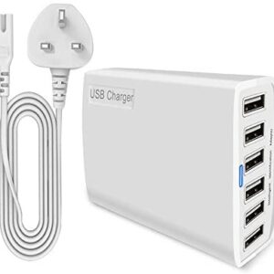 WOSUK USB Desktop Charger, 60W 12A 6-Port USB Charging Station Multi Ports Desktop Charger with Smart Identification Compatible with Cellphones Tablets