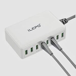 iLEPO Multiple USB Charger Station 40W Total output USB Power Supply Multiport USB Charger UK Plug Multi Charger For Samsung,HTC,LG,iPhone,Google Phone,Cell Phones,MP3 Player, etc