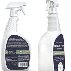 Smiling Paws Pets Best Cat Urine Odor Remover, Professional Pet Urine Enzyme Cleaner, Dog & Cat Pet Odor Eliminator. Erase Dog & Cat Urine, Feces & Vomit Stains From Woods, Carpets, Upholstery (32 Oz)