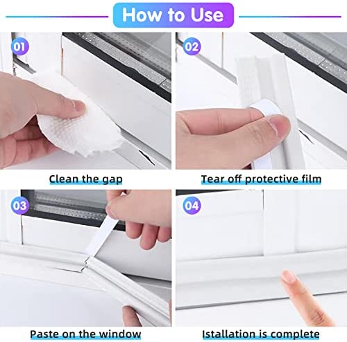 Draft Excluder for Windows, 6m/236inch Acoustic and Windproof Dustproof Window Seal Strip, Doors, Windows, Cabinet Doors Draught Excluder Tape, Foam Super Adhesive Backing Window Insulation(White) - Image 6