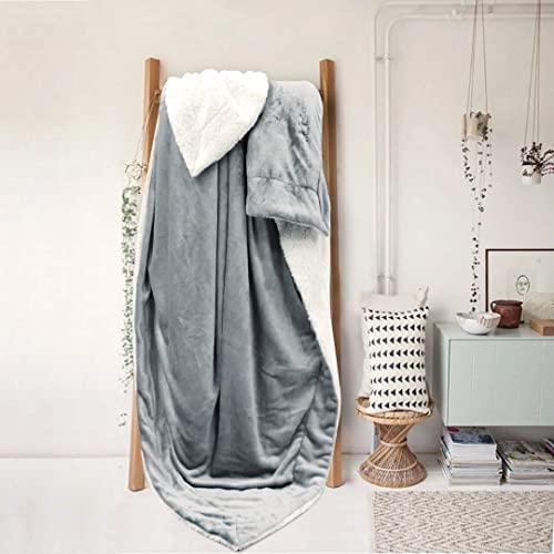 Single Silver Grey Sherpa Fleece Blanket, Microfiber, Thick Blanket, Fluffy Blanket, Blanket For Bed, Throws For Sofas, Reversible Soft, Thick, Luxurious, Winter Blanket - Image 6