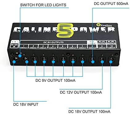 Guitar Pedal Power Supply - Exqline Effect Pedal Board Power Supply 10 Isolated DC Output for 9V/12V/18V Effect Pedal Power with Bright Blue LED Isolated Short Circuit/Overcurrent Protection - Image 3