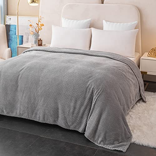 GLS Home Luxury Throw Blanket Double Size Waffle Honey Comb Throw Blanket Super Soft Lightweight Warm Cosy Fleece Throws for Couch Bedspread Travel Sofa Throw Blanket (Grey, Double - 150x200cm) - Image 2