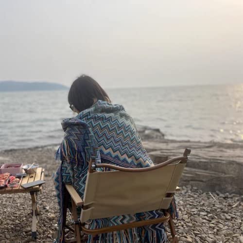 Jemsia Bohemian Throw Blanket Knitted Boho Patterned Sofa Blanket Camping Travelling Soft Cozy Woven Shawl Decor Throws with Tassels for Armchairs Couch Bed Throws, 127 x 152cm - Image 6