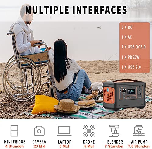 AS600 Portable Power Station, 230V/600W Pure Sine Wave AC Outlet, 540Wh Backup Lithium Battery for Outdoors Picnic Fishing Travel Party Camping - Image 6