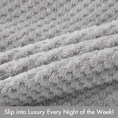 GLS Home Luxury Throw Blanket Double Size Waffle Honey Comb Throw Blanket Super Soft Lightweight Warm Cosy Fleece Throws for Couch Bedspread Travel Sofa Throw Blanket (Grey, Double - 150x200cm) - Image 6