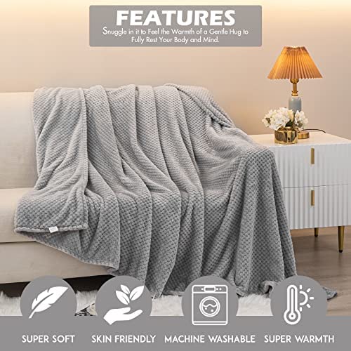 GLS Home Luxury Throw Blanket Double Size Waffle Honey Comb Throw Blanket Super Soft Lightweight Warm Cosy Fleece Throws for Couch Bedspread Travel Sofa Throw Blanket (Grey, Double - 150x200cm) - Image 3