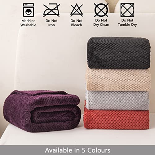 GLS Home Luxury Throw Blanket Double Size Waffle Honey Comb Throw Blanket Super Soft Lightweight Warm Cosy Fleece Throws for Couch Bedspread Travel Sofa Throw Blanket (Grey, Double - 150x200cm) - Image 7