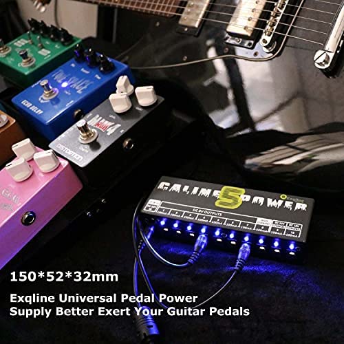 Guitar Pedal Power Supply - Exqline Effect Pedal Board Power Supply 10 Isolated DC Output for 9V/12V/18V Effect Pedal Power with Bright Blue LED Isolated Short Circuit/Overcurrent Protection - Image 2