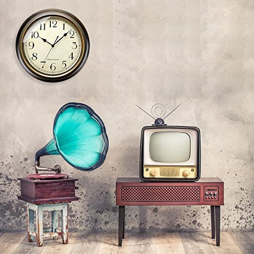 Plumeet Retro Wall Clock 13'' Non Ticking Classic Silent Metal Wall Clocks Decorative Kitchen Living Room Bedroom - Battery Operated (13'', Arabic Numerals) - Image 6