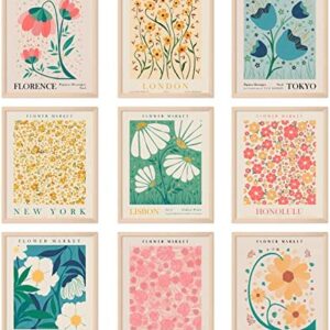 AnyDesign 9Pcs Flower Market Wall Art Prints Matisse Art Poster Decor Unframed Floral Drawing Posters Colorful Floral Room Decor for Gallery Room Aesthetic Living Room Bathroom Decor, 8x10inch