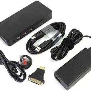 Dell D3100 Docking Station USB 3.0, Triple Monitor, Ultra HD 4K Support, Gigabit Ethernet, UK Power Cable 452-BBOO 4N2PF (Renewed)
