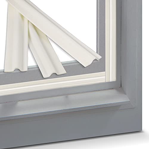 Draft Excluder for Windows, 6m/236inch Acoustic and Windproof Dustproof Window Seal Strip, Doors, Windows, Cabinet Doors Draught Excluder Tape, Foam Super Adhesive Backing Window Insulation(White)