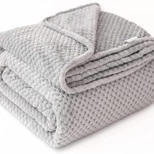 GLS Home Luxury Throw Blanket Double Size Waffle Honey Comb Throw Blanket Super Soft Lightweight Warm Cosy Fleece Throws for Couch Bedspread Travel Sofa Throw Blanket (Grey, Double - 150x200cm)