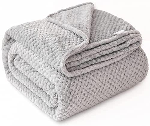 GLS Home Luxury Throw Blanket Double Size Waffle Honey Comb Throw Blanket Super Soft Lightweight Warm Cosy Fleece Throws for Couch Bedspread Travel Sofa Throw Blanket (Grey, Double - 150x200cm)
