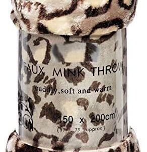 H-Z Mink Super Faux Fur Leopard Skin Animal Blanket Sofa Bed Throw Double & King Size (Double 150 cm X 200 cm)