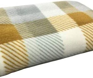 Noel Velosso Tartan Check Polar Fleece, Throw Blanket, Suitable for Chair or Bed, Machine Washable, 127cm x 152cm (Ochre Check)