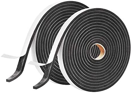 Onarway Foam Tape Weatherstrip for Door and Window Insulation, 2X 12.5mm(W) x 3mm(T) x 5m(L) Single Sided Foam Strips Adhesive, High Density Foam Seal Tape, Closed Cell Foam Seal Strip Tape, Black