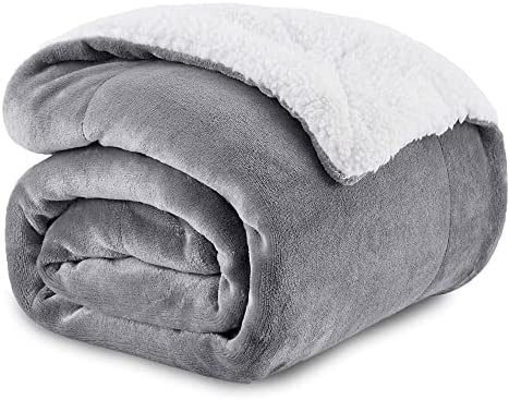 Single Silver Grey Sherpa Fleece Blanket, Microfiber, Thick Blanket, Fluffy Blanket, Blanket For Bed, Throws For Sofas, Reversible Soft, Thick, Luxurious, Winter Blanket