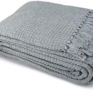 StylemyBedroom 100% Cotton Woven Honeycomb Waffle Sofa/Bed Throw (Grey, 230cm x 254cm (90" x 100"))