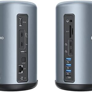 Thunderbolt Dock, USB C Docking Station, 16 In 1 Laptop Dock for Mac OS & Windows, Single 8K or Dual 4K(DP 1.4 Port and Thunderbolt 3 Port), Gigabit Ethernet, 65W Power Adapter, USB C 10Gbps, SD/TF