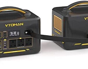 VTOMAN Jump 1000 Portable Power Station with Extra Battery, 1000W/2956Wh Durable LiFePO4 Battery Generator with 110V/1000W AC, Regulated 12V DC, PD 100W USB-C for Home Backup & RV/Van Camping