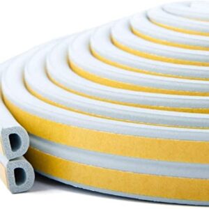 10m / 33FT Sealing Tape for Doors, Door Seal Doors Windows Self Adhesive Rubber Foam Seal Strip Sound Insulation Weatherstrip Sealing Tape Self Adhesive