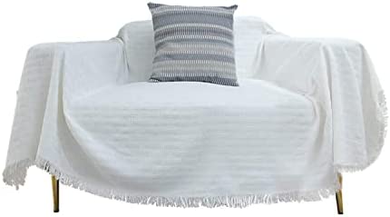 SHARBDA Sofa Throw Blanket with Tassels Throws for Sofa (white, 130 * 180cm) - Image 2