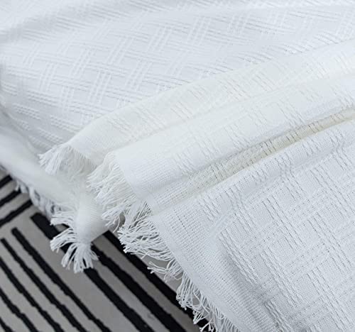 SHARBDA Sofa Throw Blanket with Tassels Throws for Sofa (white, 130 * 180cm) - Image 4