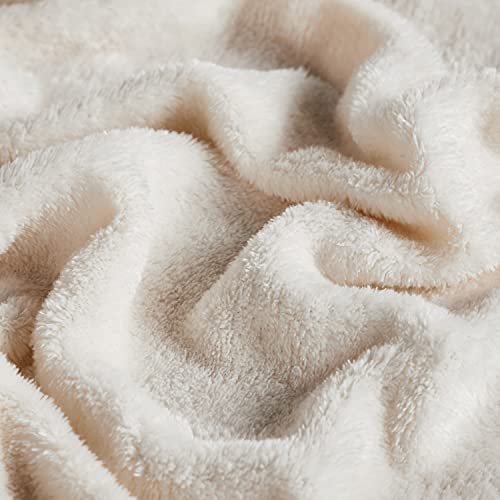 Penguin Home Solid Flannel Throw BlanketsSet of 2Colour - Cream & Silver Super Soft Lightweight Luxury Plush Dual Sided Warm Bedroom Throws For Sofa, Couch, Travel, Kids Size - 120 X 150 cm - Image 4