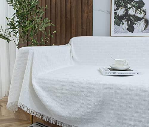 SHARBDA Sofa Throw Blanket with Tassels Throws for Sofa (white, 130 * 180cm) - Image 6