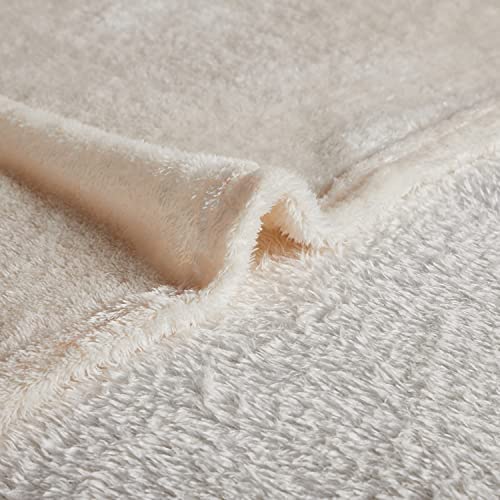 Penguin Home Solid Flannel Throw BlanketsSet of 2Colour - Cream & Silver Super Soft Lightweight Luxury Plush Dual Sided Warm Bedroom Throws For Sofa, Couch, Travel, Kids Size - 120 X 150 cm - Image 8
