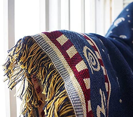 VANJOROY Bohemian Multi-functional Large Throw Blanket For 2 3 seater with Tassels, 100% Handwoven Cotton Knitted Armchair Throw for Couch, Sofa and Bed…… (130 * 180cm/51 * 71in) - Image 5