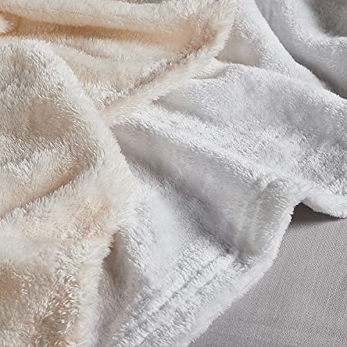 Penguin Home Solid Flannel Throw BlanketsSet of 2Colour - Cream & Silver Super Soft Lightweight Luxury Plush Dual Sided Warm Bedroom Throws For Sofa, Couch, Travel, Kids Size - 120 X 150 cm - Image 3