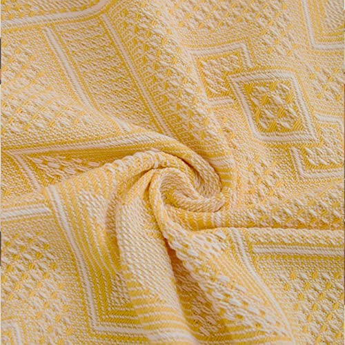 GAOWEI Throws for Sofas Large Sofa Throw 3 Seater with Decorative Tassels, Double-sided Throw Blanket for Sofas, Settees and Bed, Diamond Pattern with Leaves and Flowers 180x300cm - Yellow - Image 6
