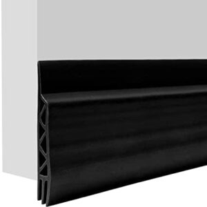 Door Bottom Draft Seal, Self Adhesive Draught Excluder Strip for Front Door Bottom, Mice Door Blocker Strips Soundproof Weather Stripping 47inch Black