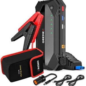 GREPRO Jump Starter Power Pack(Up to 8.0L Gas,6.0L Diesel), 2000A Car Jump Starter Power bank for 12V Vehicle, Battery Booster and Jump Starter with Dual USB Quick Charge 3.0 Ports, LED Light