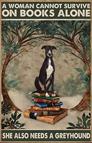 Habilboi Greyhound Retro Metal Tin Sign A Woman Cannot Survive On Beer Alone She Also Needs A Greyhound Gift for Greyhound Lovers Cafe Bar Pub Beer Club Wall Plaque Home Decor 8x12inch